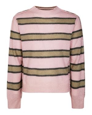 Marni Relaxed Fit Striped Knit Sweater - Gray
