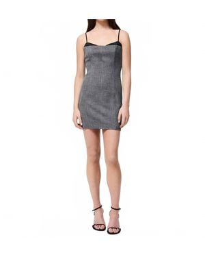 French Connection Owen Plaid Satin Peekaboo Dress - Gray