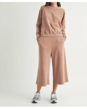Elle Grey Wide Leg Crop Sweatpant - Natural