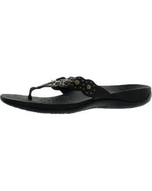 Vionic Starley Leather Slip On Flip-Flops - Black