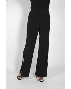 FRANK LYMAN Knit Pant With Sequin Side Bow - Black