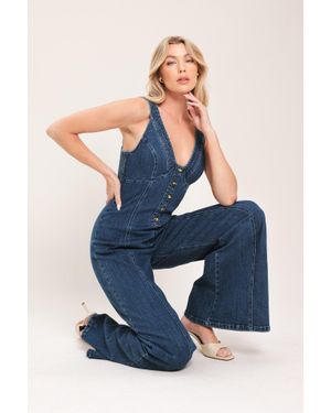 TRUEDAMES Urban Denim Jumpsuit - Blue