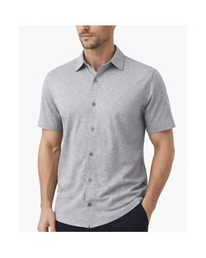 Galaxy By Harvic Galaxy James Tailor Short Sleeve Knit Button Down Shirt - Gray
