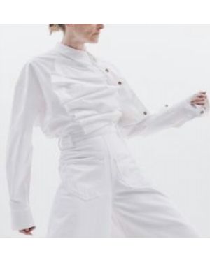 A.W.A.K.E. MODE Voluminous Bib-Front Shirt - White
