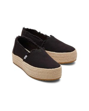TOMS Valencia 10019795 Canvas Platform Espadrille Jzz1258 - Black