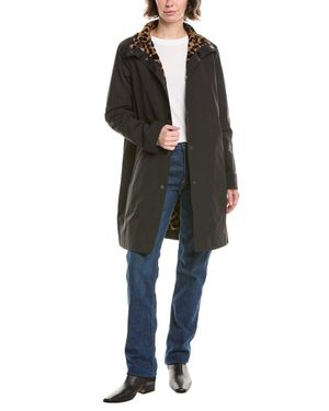 Jane Post Reversible Funnel Neck Coat - Black