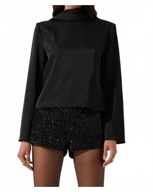 Astr Bethwyn Satin Cowl Back Top - Black