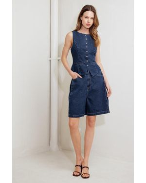 TRUEDAMES Coffee Petal Denim Short - Blue