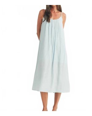 Elle Grey Pleated Sleeveless Midi Dress - Blue