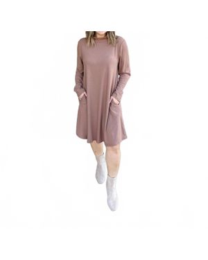 Mittoshop Mock Neck Sweater Midi Dress - Pink