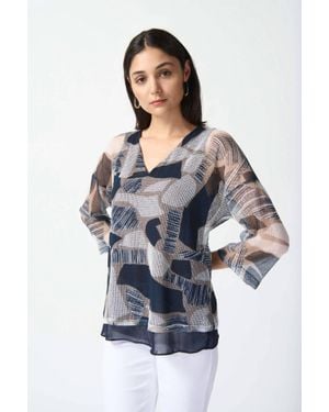 Joseph Ribkoff Mesh Knit Sweater - Blue