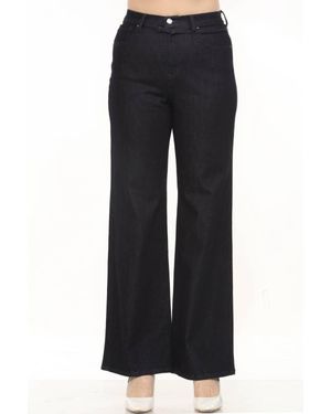 Joseph Ribkoff Belted High Rise Wide Leg Denim Jean - Black