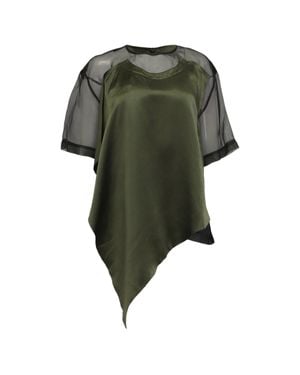 Jason Wu Jason Wu Organza And Crinkled Satin T-Shirt - Green