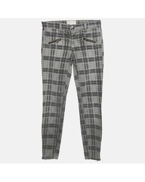 Current/Elliott Plaid Cotton Soho Zip Stiletto Pants S Waist - Gray