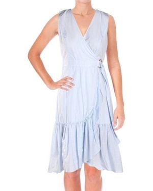 Ivanka Trump Sleeveless Faux Warp Ruffle Hem Dress - Blue