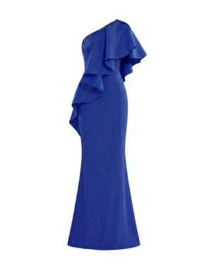 Saiid Kobeisy Pear Ruffled One-Shoulder Scuba Long Dress - Blue