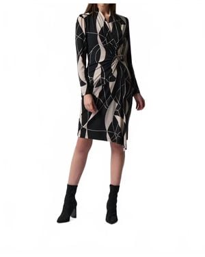 Joseph Ribkoff Abstract Print Wrap Dress - Black