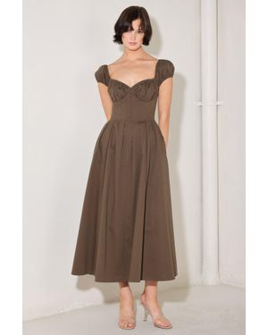 TRUEDAMES Mocha Muse Moment Woven Midi Dress - Brown