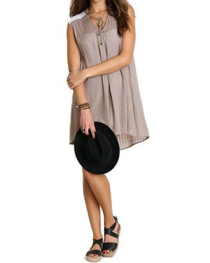 Umgee Bohemian Lace Sleeveless Dress - Black