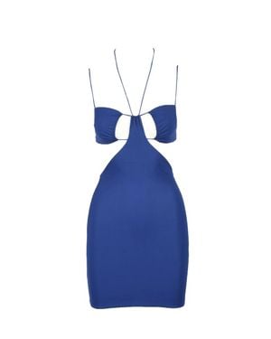 Amazuìn Deep Mini Dress With Cut-Out Details - Blue