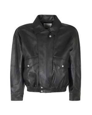 DUNST Alter Loose Cropped Artificial Leather Blouse - Black