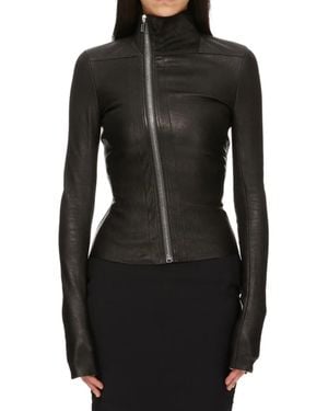 Rick Owens Gary Fitted Leather Jacket - Black
