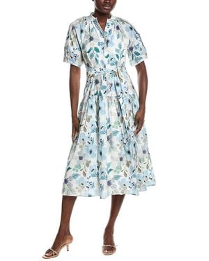 Gracia Floral Print Midi Shirtdress - Blue