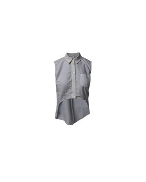 Jonathan Simkhai Striped Hi-Lo Sleeveless Oxford Top - Black