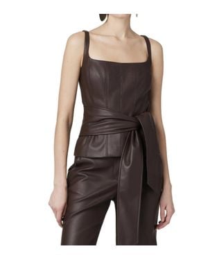 Toccin Linda Vegan Leather Tie Front Corset - Black