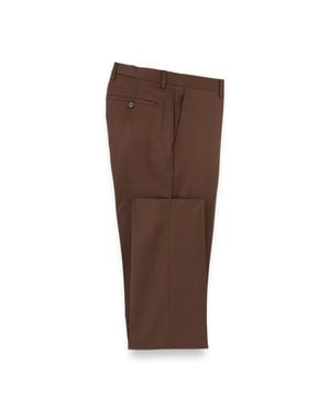 Paul Fredrick Wool Gabardine Flat Front Pants - Brown