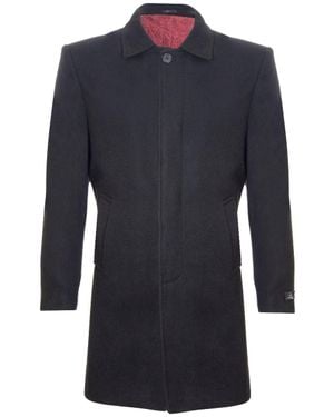 Oliver Tweed 3/4 Long Wool Coat Crombie Overcoat Jacket Peaky Blinders Slim Fit - Blue