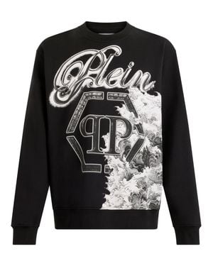 Philipp Plein Round Neck Sweatshirt Ceramic Signature - Black
