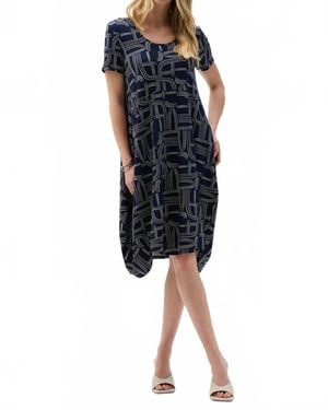 Joseph Ribkoff Silky Knit Geometric Print Cocoon Dress - Black