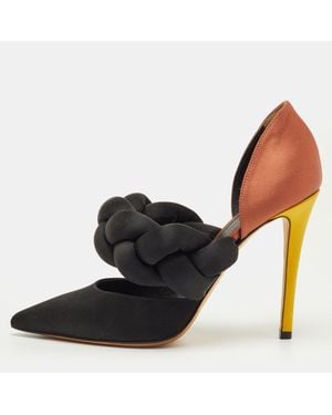 Marco De Vincenzo Satin Rope Pointed Toe Pumps - Black