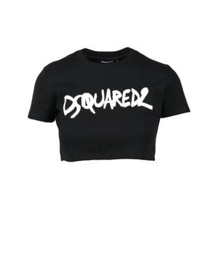 DSquared² Cotton Crop T-Shirt - Black