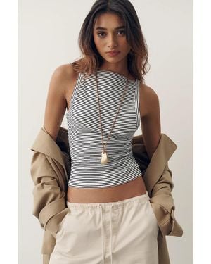 Maeve Boat-Neck Tank Top - Gray