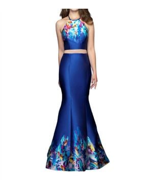 Madison James 2Pc Mikado Gown - Blue