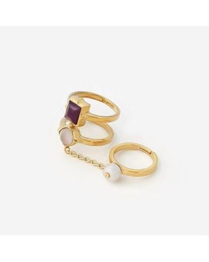 Avenue Chic Temple Muse Marsala Quartz Chain Ring - Metallic