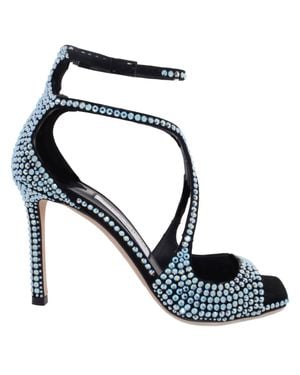 Jimmy Choo Azia 95 Crystal Embellished Sandals, Brand Size 36 Us Size 6 - Blue