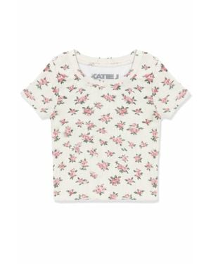 KatieJnyc Girl's Tween Livi Ribbed Tee - White