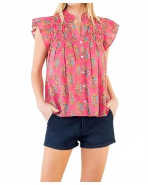 Thml Flutter Sleeve Floral Top - Red