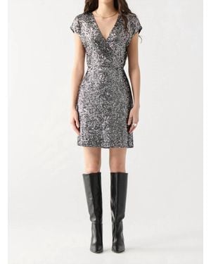 Dex Cap Slv Sequin Dress - Gray
