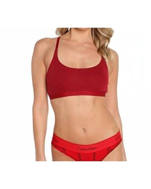 Calvin Klein Unlined Rib Bralette - Red