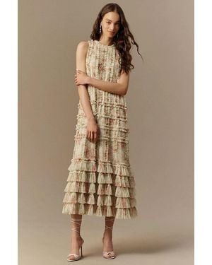 Mac Duggal Criss-Cross Midi Dress - Natural