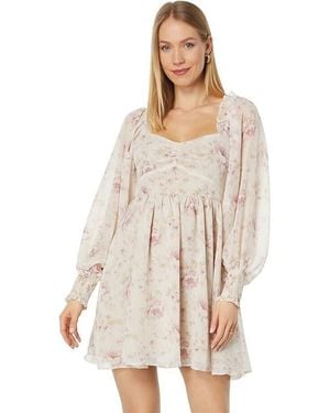 En Saison Kika Dress Floral Long Sleeve Sweetheart Neck Jdm779 - White