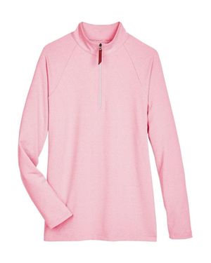 Devon & Jones Crownlux Performanceclubhouse Micro-Stripe Quarter-Zip Pullover - Pink