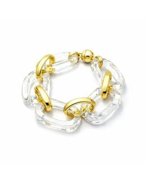 Gold & Honey Rectangle Lucite Bracelet - Metallic