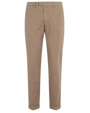 BRIGLIA Biscuit Flat-Stomach Cuffed Hem Cotton Straight-Leg Pants - Natural