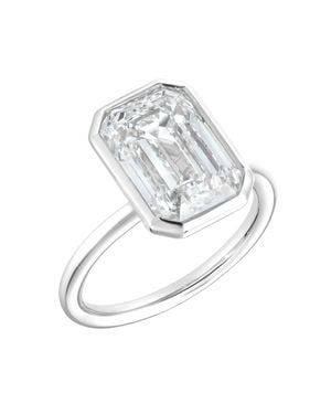 LuvMyJewelry Meira 14K Emerald Cut Lab Grown Diamond Bezel Solitaire Engagement Ring - White