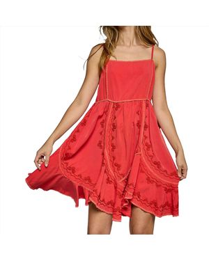 Pol Apple Poplin Mini Dress - Red